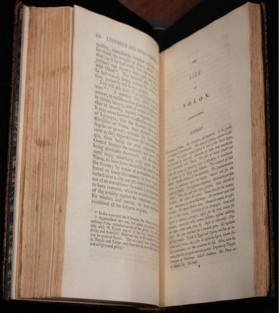 1813 Plutarch's Lives Fine Leather Bindings Great Condition - 9