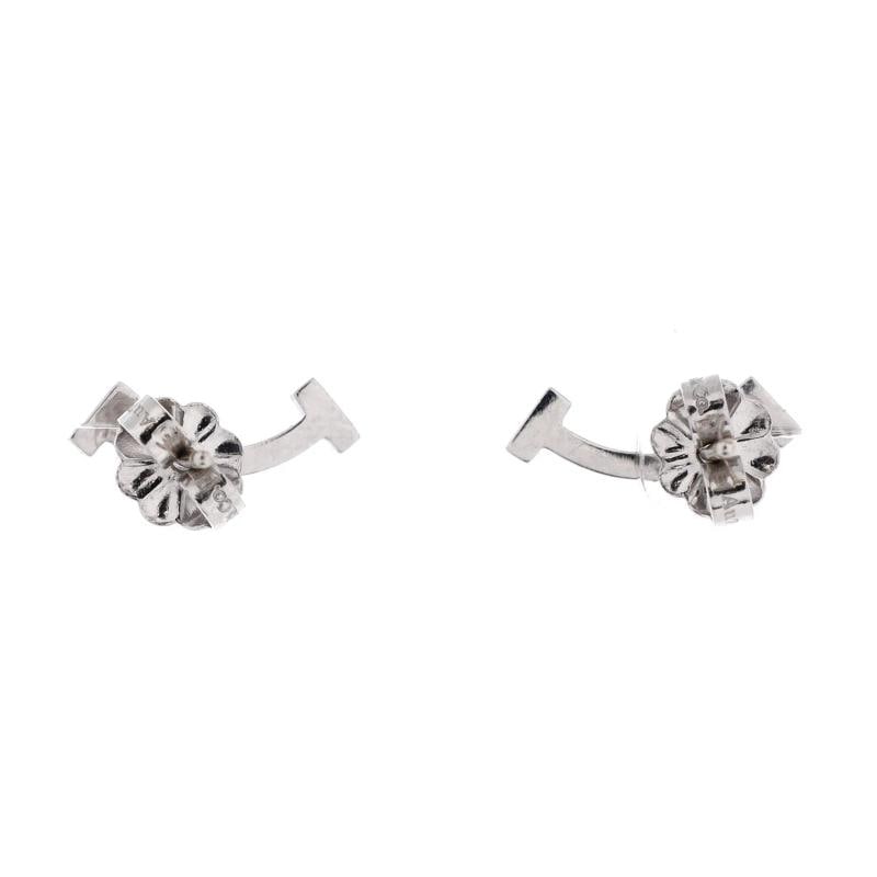 Tiffany & Co. T Smile Stud Earrings 18K White Gold and Diamonds - 3