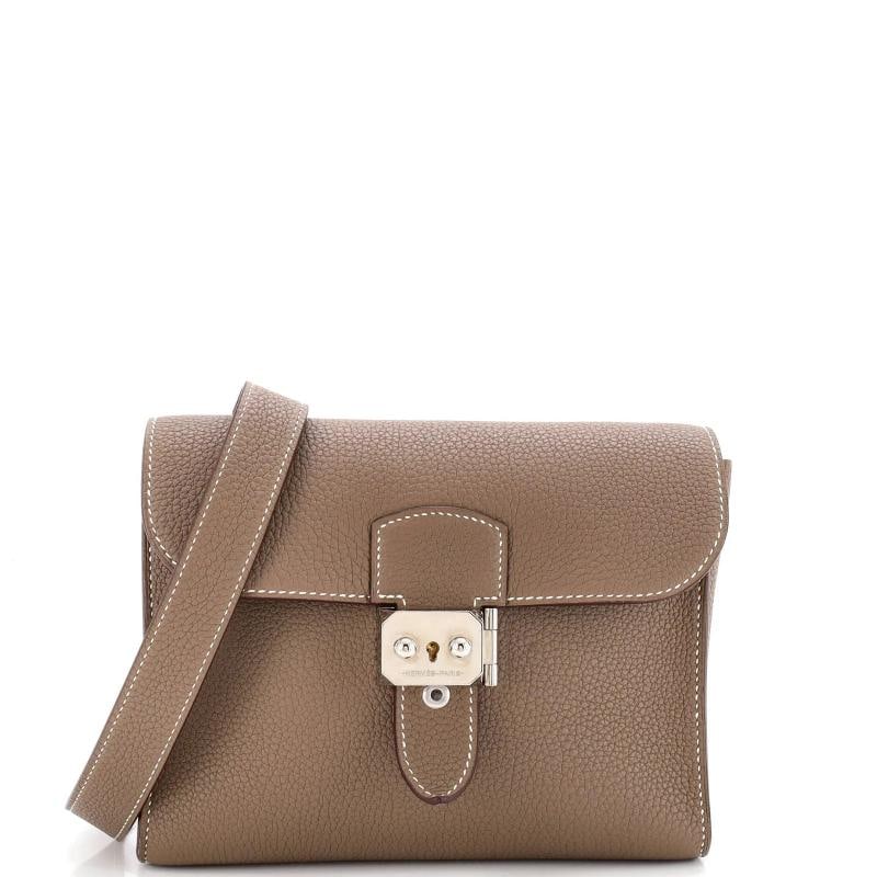 Hermes Sac a Depeches Messenger Bag Togo 21: Condition: Pre-owned - Excellent,Brand: Hermes,Exterior Material: Leather,Style: Cross Body Bags,Exterior Color: Gray,Department: Women,Size: 21,Accessories: Dust Bag Condition: Great. Exterior: minor