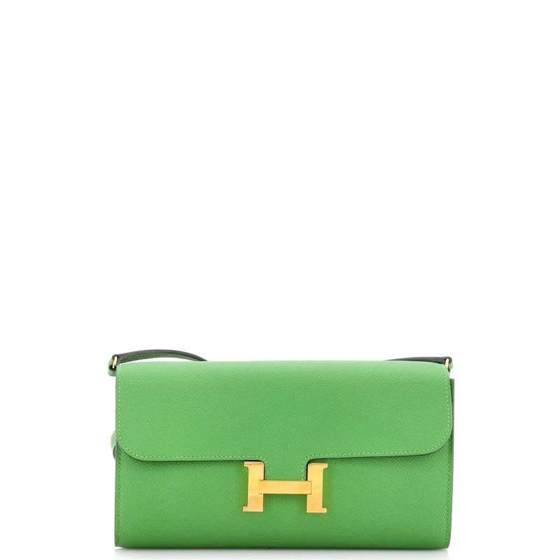 Hermes Constance To Go Wallet Epsom: Condition: Pre-owned - Good,Brand: Hermes,Exterior Material: Leather,Style: Clutches,Exterior Color: Green,Department: Women,Size: Unknown,Accessories: With Strap Condition: Great. Exterior: scuffs,