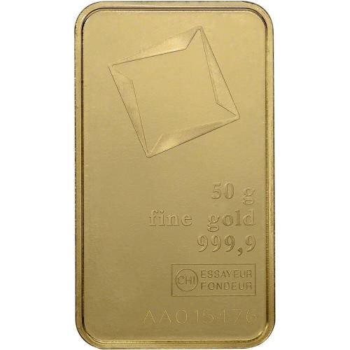 50 gram Gold Bar - Valcambi Suisse - 999.9 Fine in Sealed Assay - 3