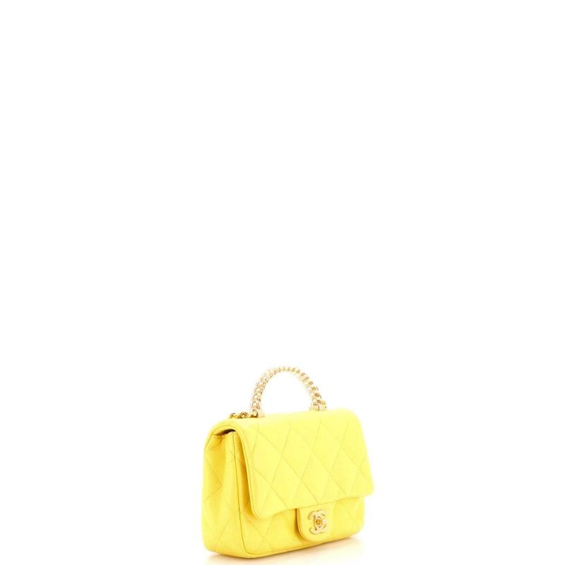 Chanel Resin Chain Top Handle Flap Bag Quilted Lambskin Mini - 2