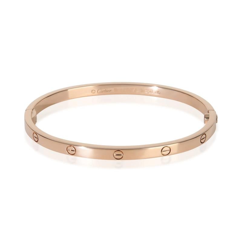 Cartier Rose Gold Small Model Love Bracelet: Condition: Pre-owned,Item Length: 15 cm,Clasp/Buckle Type: Screw,With Original Box/Packaging: Yes,With Papers: Yes,Side Stone Type: No Stone,Metal Purity: 18k,Gross Weight (grams): 16.50,Department: