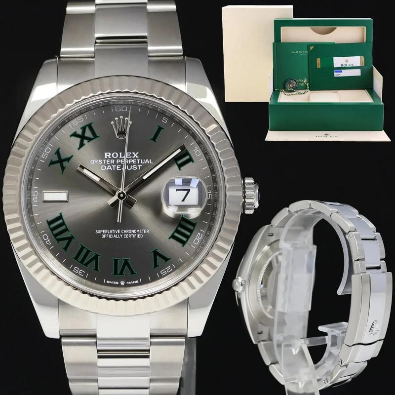 MINT PAPERS Rolex 126334 DateJust 41 Wimbledon Dial Fluted Oyster Band Watch Box: Condition: Pre-owned - Excellent,Brand: Rolex,Department: Unisex Adults,Type: Wristwatch,Model: DateJust,Reference Number: 126334,With Original Box/Packaging: Yes,With Papers: Original,Customized: