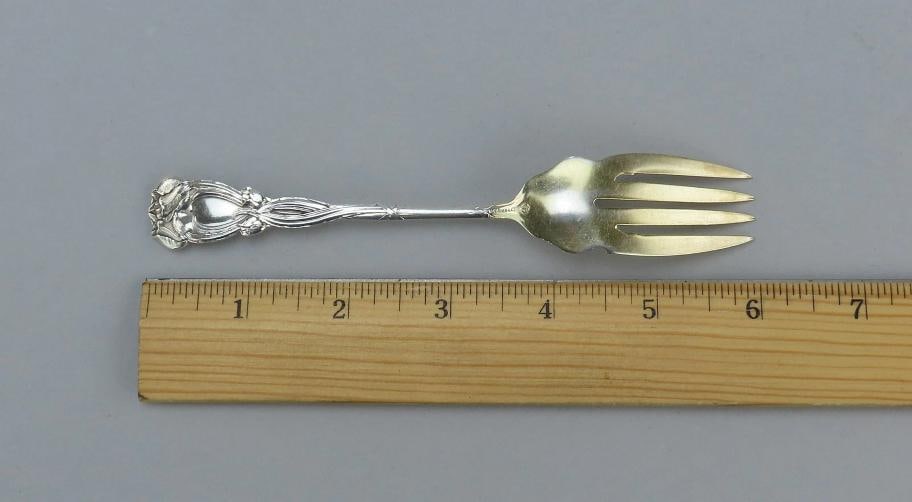 Fine Set 12 Durgin Sterling Silver Tulip Art Nouveau Salad Dessert Forks C Mono - 4