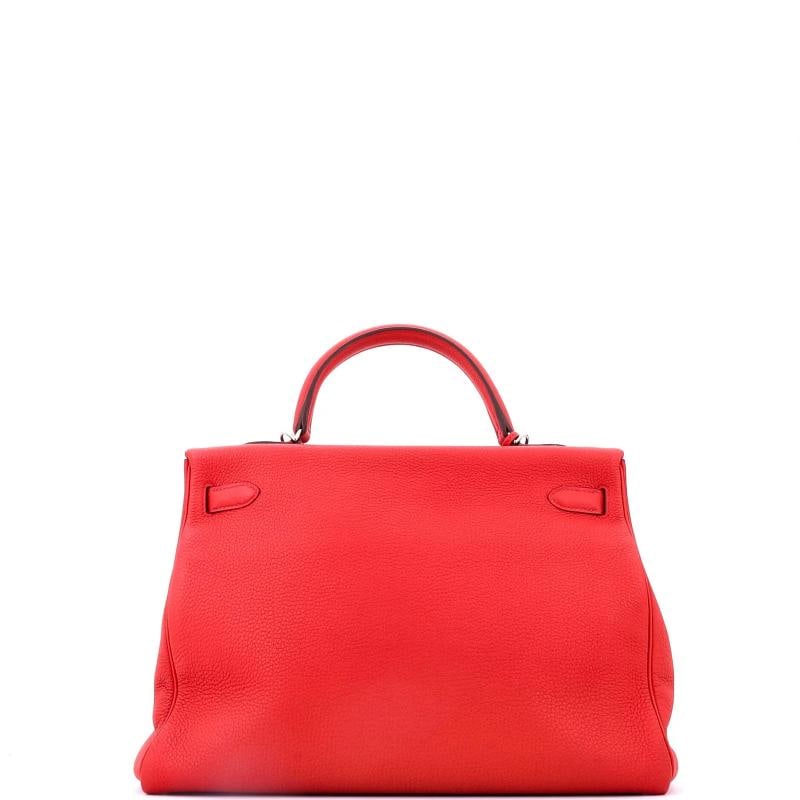 Hermes Kelly Handbag Red Togo with Palladium Hardware 35 - 3