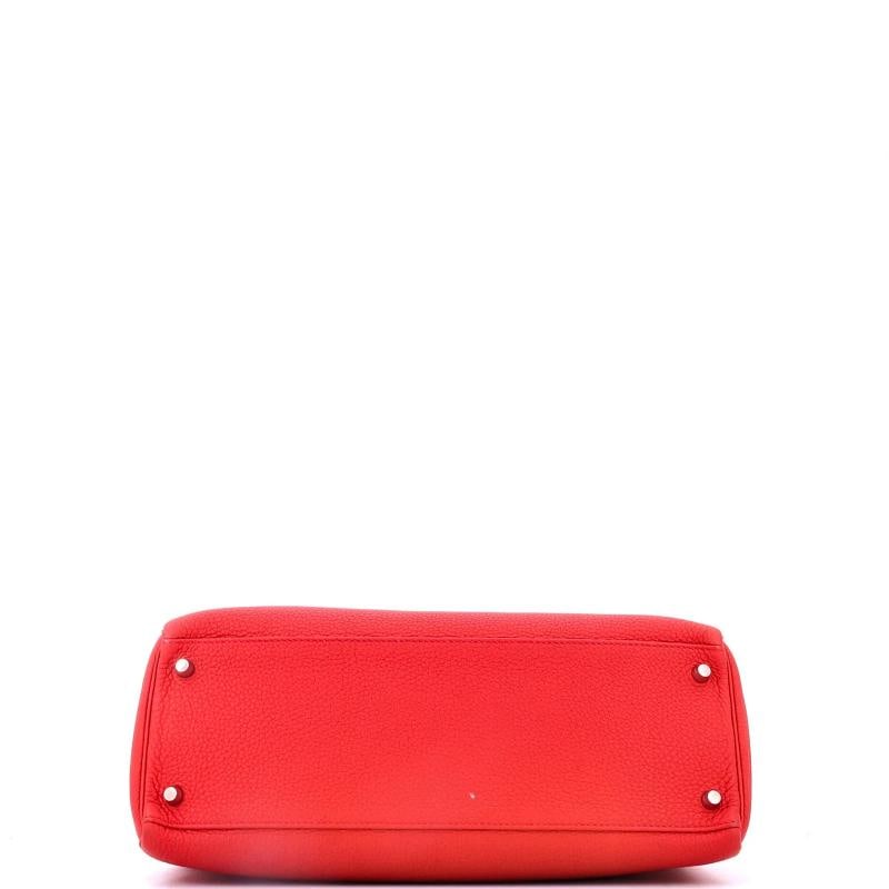 Hermes Kelly Handbag Red Togo with Palladium Hardware 35 - 4