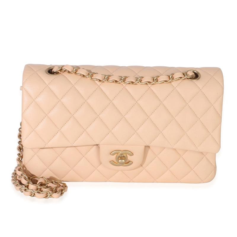 Chanel Beige Quilted Lambskin Medium Classic Double Flap Bag (1 of 9)