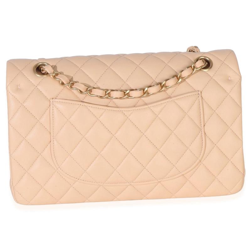 Chanel Beige Quilted Lambskin Medium Classic Double Flap Bag - 5