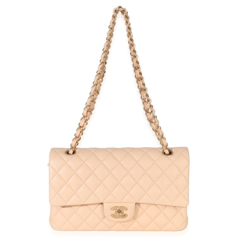 Chanel Beige Quilted Lambskin Medium Classic Double Flap Bag - 6