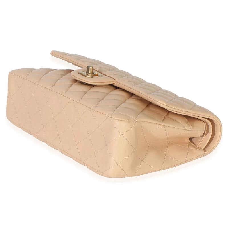 Chanel Beige Quilted Lambskin Medium Classic Double Flap Bag - 7