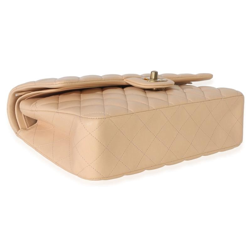 Chanel Beige Quilted Lambskin Medium Classic Double Flap Bag - 8