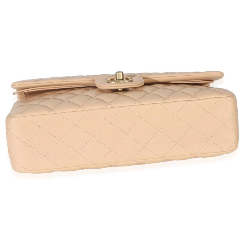 Chanel Beige Quilted Lambskin Medium Classic Double Flap Bag - 9