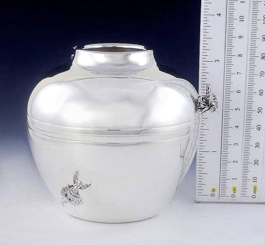 Fabulous English Sterling Silver Vase or Pot by Thistle & Bee - 3