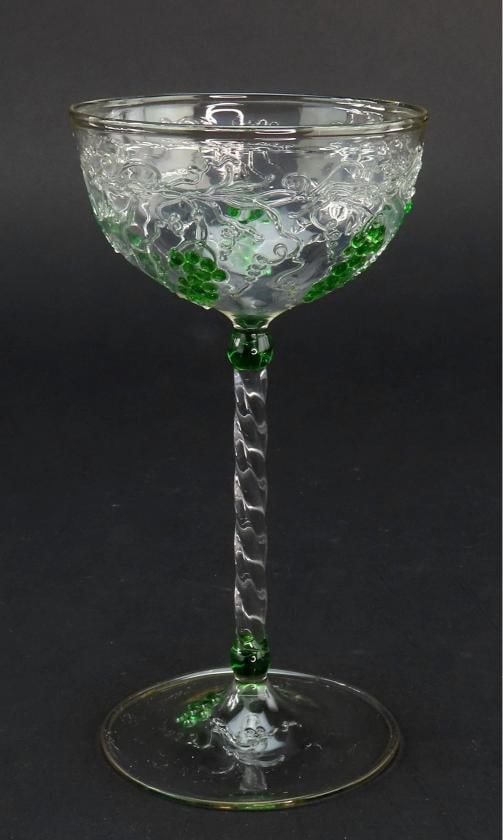 11 Fabulous 2oz Alsace-Style Wine Glasses Green Grape Clusters Textured Design - 2