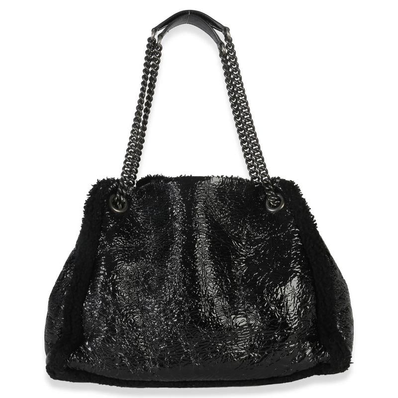 Gucci Black Patent Shearling Medium Soho Hobo - 5
