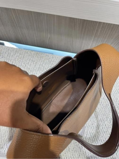 Prada Dynamique Daino Vitello Small Hobo in Camel Brown - 5