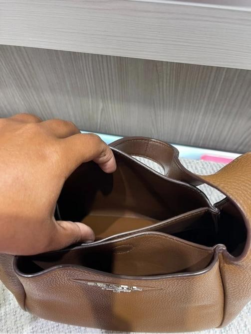 Prada Dynamique Daino Vitello Small Hobo in Camel Brown - 9