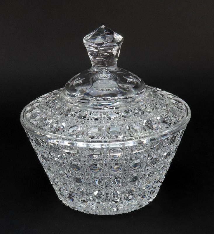Beautiful VTG Russian Check Cut Glass Crystal Covered Bowl Candy Dish: Condition: Used: An item that has been used previously. The item may have some signs of cosmetic wear, but is fully operational and functions as intended. This item may be a floor model or store
