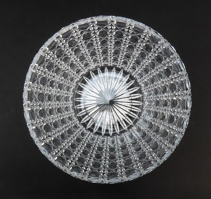Beautiful VTG Russian Check Cut Glass Crystal Covered Bowl Candy Dish - 2