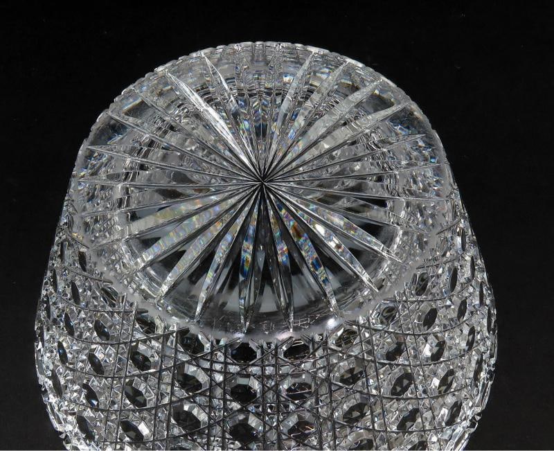 Beautiful VTG Russian Check Cut Glass Crystal Covered Bowl Candy Dish - 3