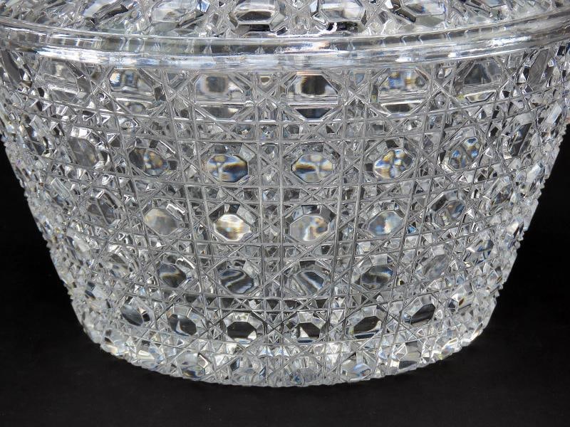 Beautiful VTG Russian Check Cut Glass Crystal Covered Bowl Candy Dish - 4