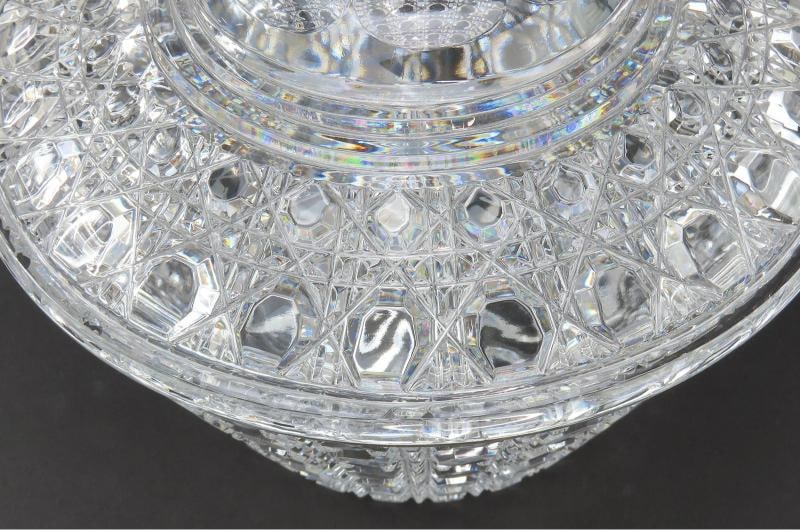 Beautiful VTG Russian Check Cut Glass Crystal Covered Bowl Candy Dish - 5