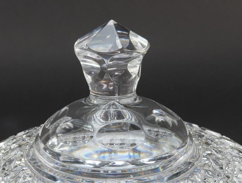 Beautiful VTG Russian Check Cut Glass Crystal Covered Bowl Candy Dish - 6