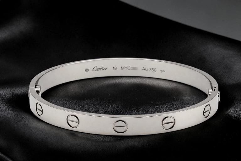 Cartier LOVE 18k White Gold Classic Model Bracelet Size 16 Box - 4
