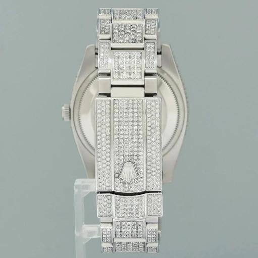 DIAMOND Rolex Oyster 115200 Pave Diamond Oyster Perpetual Date 34mm Steel Watch - 5