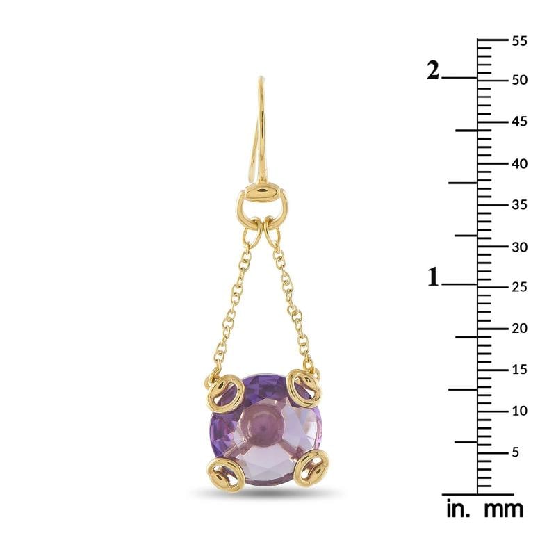 Gucci Horsebit 18K Yellow Gold Purple Gemstone Dangle Earrings GU26-060526 - 5