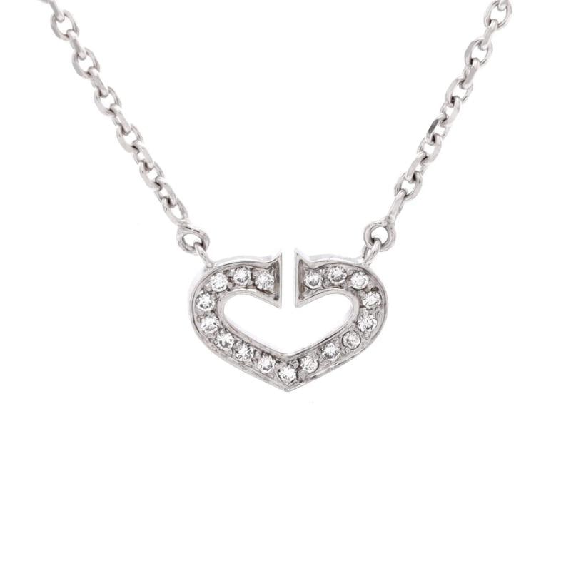 Cartier C Heart de Cartier Pendant Necklace 18K White Gold with Pave Diamonds: Measurements: Length: 16 ", Pendant Length: 9.20 mm, Pendant Width: 12.35 mm . Condition: Pre-owned - Good,Brand: Cartier,Main Stone: Diamond,Metal: 18K White Gold,Metal Purity: 18K,Style: