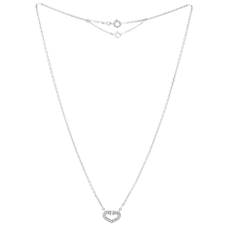 Cartier C Heart de Cartier Pendant Necklace 18K White Gold with Pave Diamonds - 2