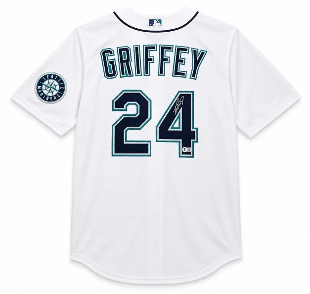 Seattle Mariners Ken Griffey Jr. Signed White Nike Jersey Size L Beckett Witness: Sport: Baseball,Product: Jersey,Object Type: Jersey,Player: Ken Griffey Jr.,Team: Seattle Mariners,Signed: Yes,Autograph Authentication: Beckett Authentication Services (BAS),Original/Reprint: Origina