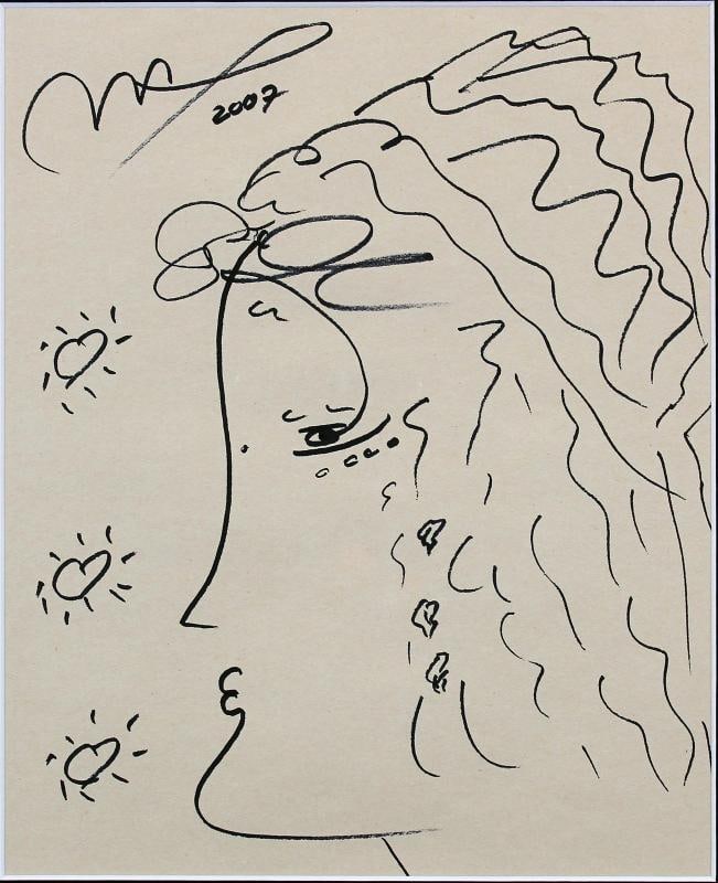 Peter Max "2007" Authentic Signed 8.75x10.75 Sketch Framed Display PSA #V24271 - 2