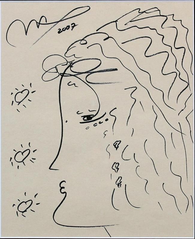 Peter Max "2007" Authentic Signed 8.75x10.75 Sketch Framed Display PSA #V24271 - 5