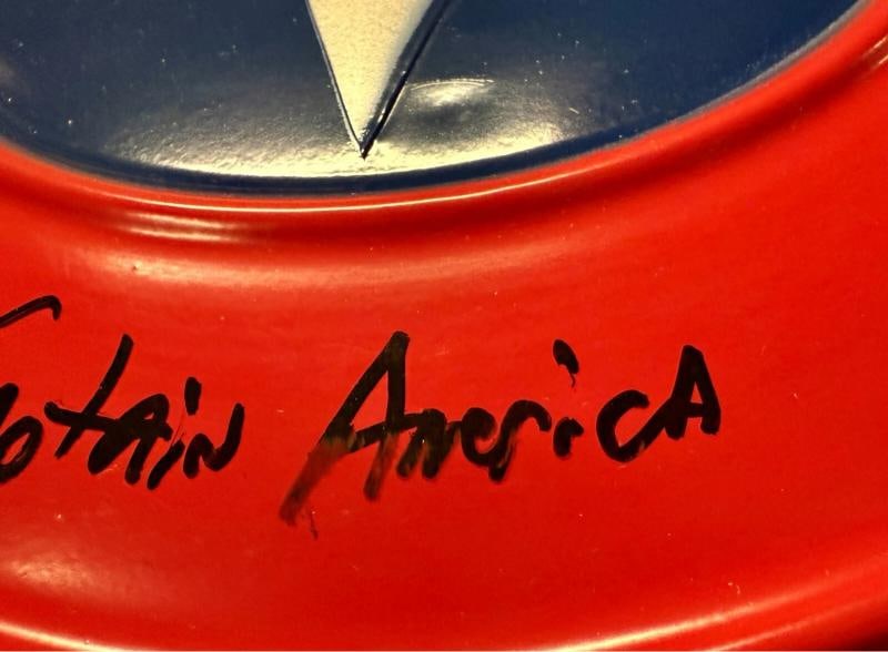 Avengers Anthony Mackie Signed Captain America Shield Insc Beckett Witness 18.5" - 3