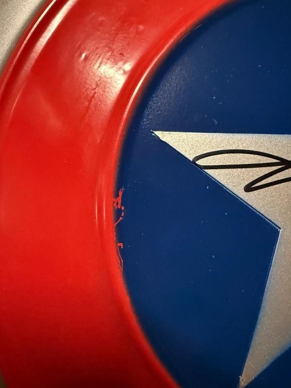 Avengers Anthony Mackie Signed Captain America Shield Insc Beckett Witness 18.5" - 4