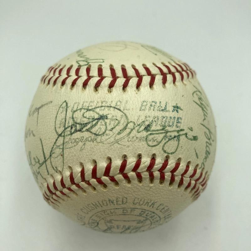 Pie Traynor Lefty Grove Joe Dimaggio Hall Of Fame Multi Signed Baseball JSA - 3