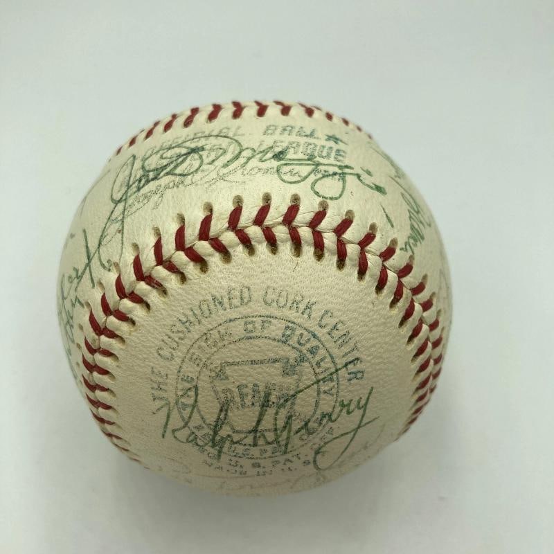 Pie Traynor Lefty Grove Joe Dimaggio Hall Of Fame Multi Signed Baseball JSA - 7