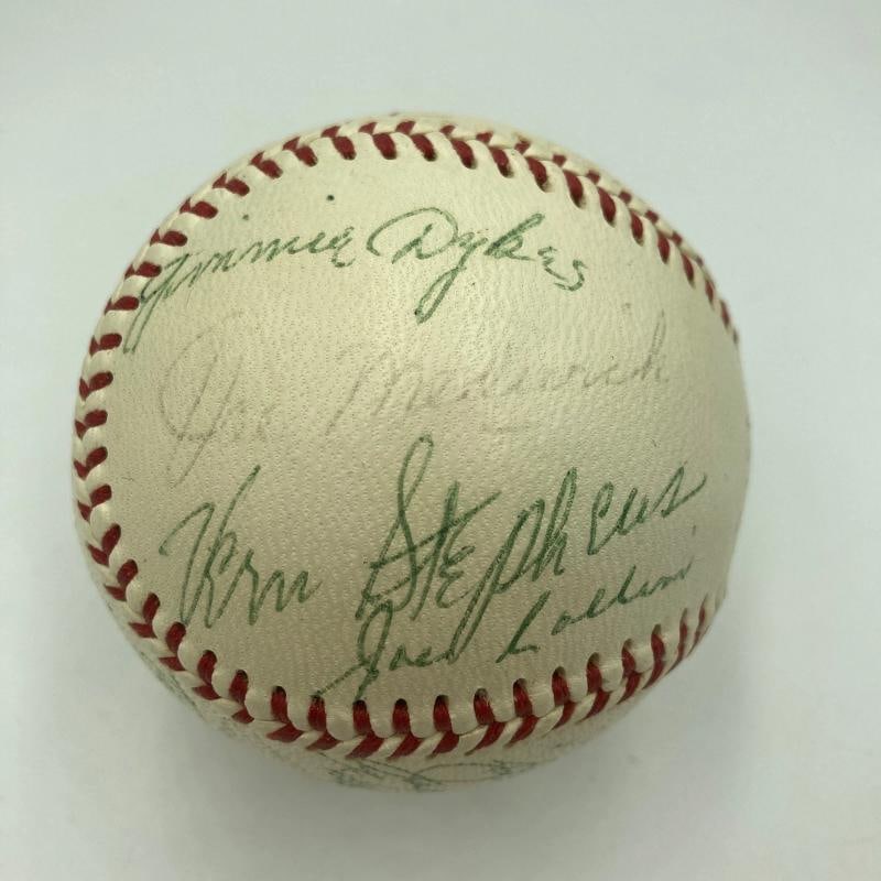 Pie Traynor Lefty Grove Joe Dimaggio Hall Of Fame Multi Signed Baseball JSA - 8