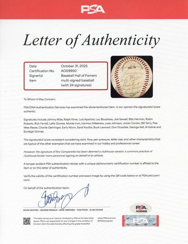 Sandy Koufax Hall Of Fame Multi Signed Baseball 24 Sigs PSA DNA COA - 3