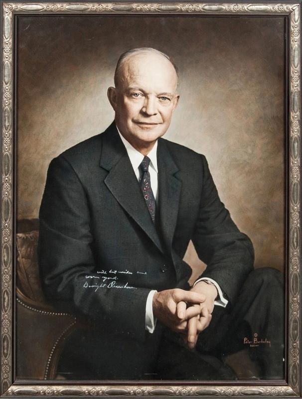 Magnificent President Dwight D Eisenhower Signed Museum Quality Portrait PSA DNA: 23 x 31 Ã‚Â½ photograph mounted in a 26 Ã‚Â½ x 34 Ã‚Â½ frame.. Industry: Presidential,President: Dwight D. Eisenhower,Autograph
