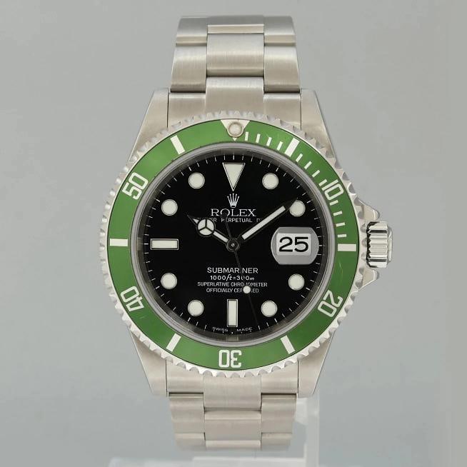 Rolex Flat 4 Kermit F Serial 16610LV Green Submariner 40mm Watch Box - 2