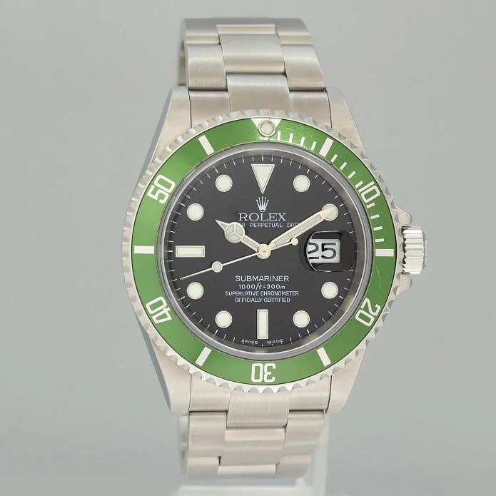 Rolex Flat 4 Kermit F Serial 16610LV Green Submariner 40mm Watch Box - 3