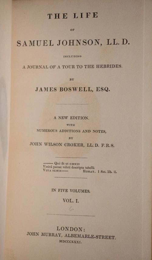 James Boswell / The Life of Samuel Johnson 1831 - 9