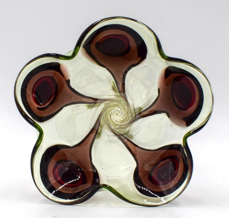 Stuart & Sons Art Nouveau Cairngorm Peacock Eye Art Glass Vase, Circa 1900 - 6