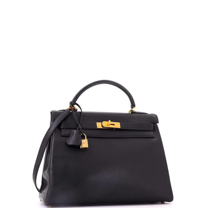 Hermes Kelly Handbag Black Ardennes with Gold Hardware 32 - 2