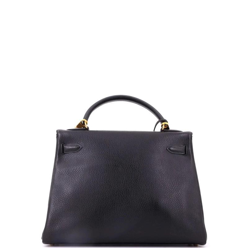 Hermes Kelly Handbag Black Ardennes with Gold Hardware 32 - 3