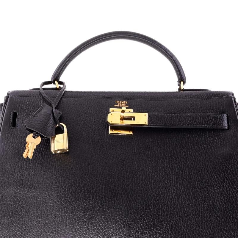 Hermes Kelly Handbag Black Ardennes with Gold Hardware 32 - 5